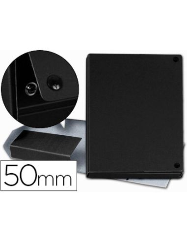Carpeta Proyectos Pardo Folio Lomo 50 Mm Carton Forrado Negro Con Broche