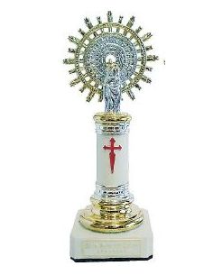 Virgen Del Pilar Columna Decorada  Alabastro Blanca 15Cm