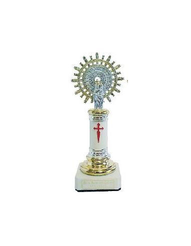 Virgen Del Pilar Columna Decorada  Alabastro Blanca 15Cm