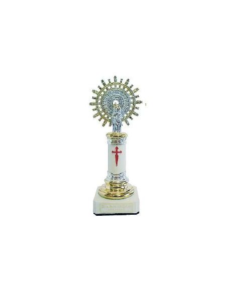 Virgen Del Pilar Columna Decorada  Alabastro Blanca 15Cm