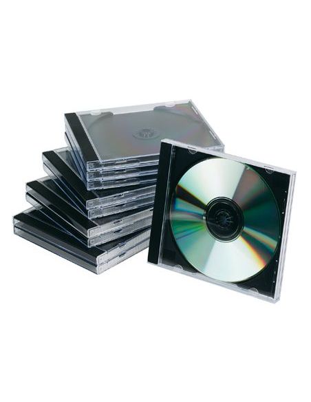 Caja De Cd Q-Connect -Con Interior Negro -Pack De 10 Unidades|Libreriasalesiana