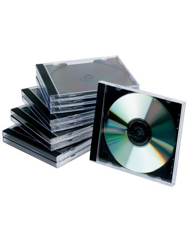 Caja De Cd Q-Connect -Con Interior Negro -Pack De 10 Unidades|Libreriasalesiana