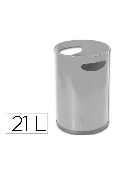 Papelera Metalica Con Asas 101 Gris 32X21 Cm