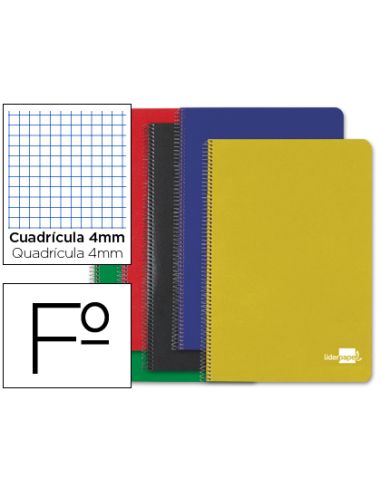 Cuaderno Espiral Liderpapel A4 Tapa Dura 80H 75 Gr Cuadro 4Mm Con Margen Surtidos