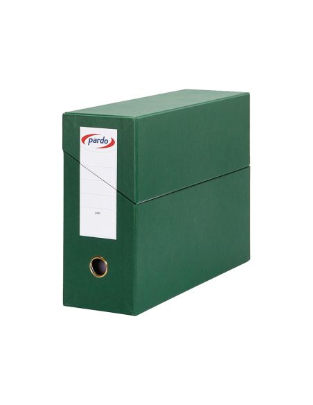 Caja Transferencia Pardo Folio Forrado Extra Doble Lomo 80 Mm Estuche Interior Con Tarjetero Verde