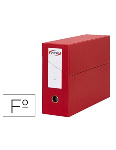 Caja Transferencia Pardo Folio Forrado Extra Doble Lomo 80 Mm Estuche Interior Con Tarjetero Roja