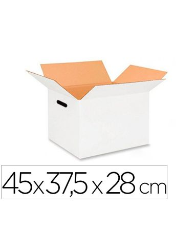 Caja Para Embalar Q-Connect Americana Ultra Resistente Con Asas Carton Canal Doble 7 Mm Color Blanco 450X280X375 Mm