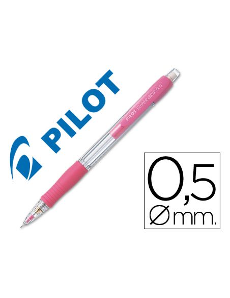 Portaminas Pilot Super Grip Rosa 0,5 Mm Sujecion De Caucho