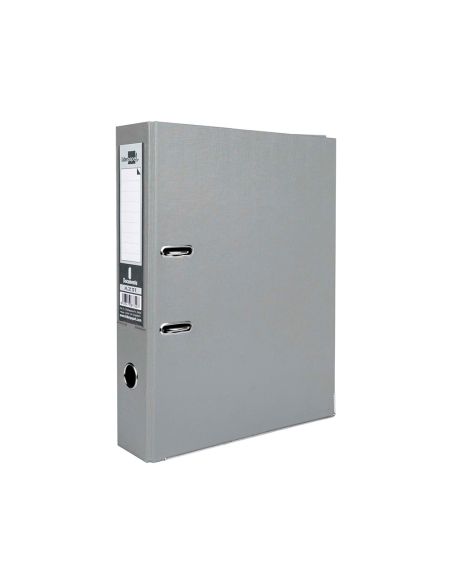 Archivador De Palanca Liderpapel Folio Documenta Forrado Pvc Con Rado Lomo 75Mm Gris Compresor Metalico