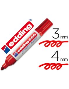 Rotulador Edding Punta Fibra Permanente 550 Rojo N.2 Punta Redonda Recargable