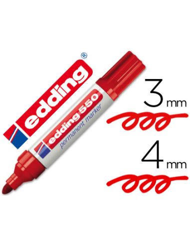 Rotulador Edding Punta Fibra Permanente 550 Rojo N.2 Punta Redonda Recargable