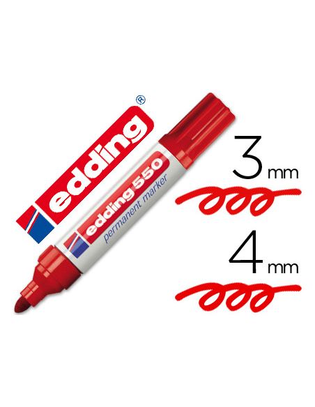 Rotulador Edding Punta Fibra Permanente 550 Rojo N.2 Punta Redonda Recargable