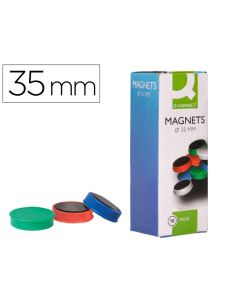 Iman Para Sujecion Q-Connect Ideal Para Pizarras Magneticas35 Mm Colores Surtidos Caja De 10 Unidades
