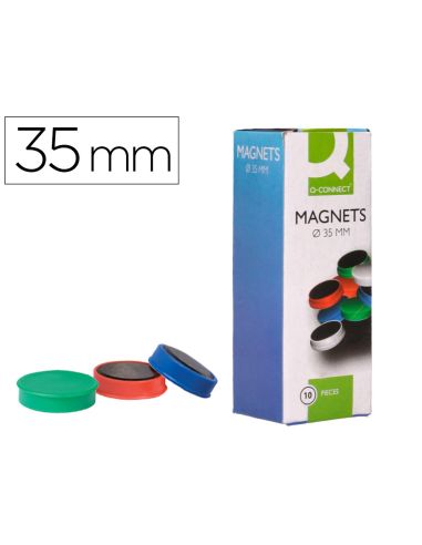 Iman Para Sujecion Q-Connect Ideal Para Pizarras Magneticas35 Mm Colores Surtidos Caja De 10 Unidades