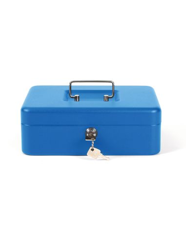 Caja Caudales Q-Connect 10" 250X180X90 Mm Azul Con Portamonedas