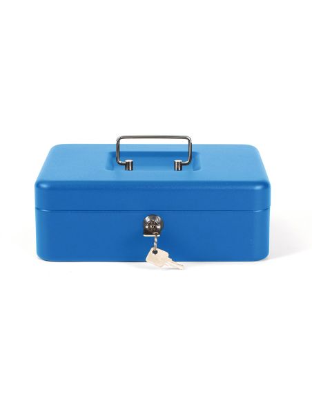 Caja Caudales Q-Connect 10" 250X180X90 Mm Azul Con Portamonedas