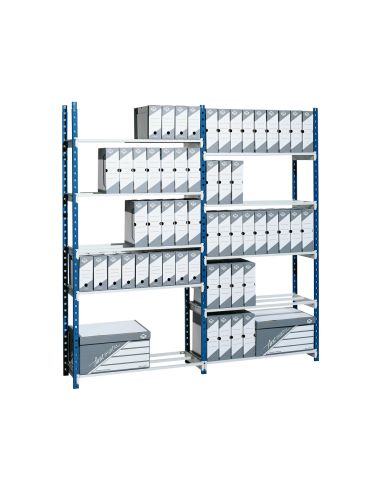 Estanteria Paperflow Metalica Azul 5 Estantes Guiasmetal Ultrarresistentes 180 Kgpor Estante 200X100X35 Cm