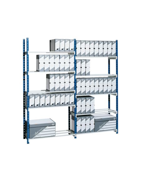 Estanteria Paperflow Metalica Azul 5 Estantes Guiasmetal Ultrarresistentes 180 Kgpor Estante 200X100X35 Cm