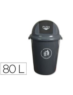 Papelera Contenedor Q-Connect Plastico Con Tapadera 80L Color Gris 450X760 Mm