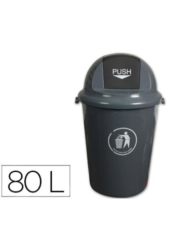 Papelera Contenedor Q-Connect Plastico Con Tapadera 80L Color Gris 450X760 Mm