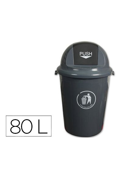 Papelera Contenedor Q-Connect Plastico Con Tapadera 80L Color Gris 450X760 Mm