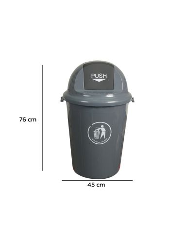 Papelera Contenedor Q-Connect Plastico Con Tapadera 80L Color Gris 450X760 Mm
