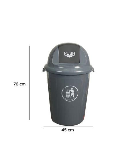 Papelera Contenedor Q-Connect Plastico Con Tapadera 80L Color Gris 450X760 Mm