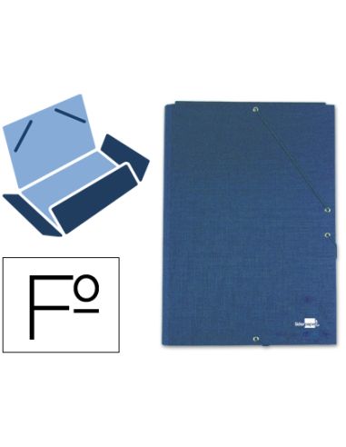 Carpeta Liderpapel Gomas Tres Solapas Carton Forrado Folio Color Azul