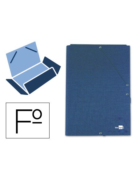 Carpeta Liderpapel Gomas Tres Solapas Carton Forrado Folio Color Azul