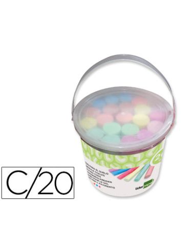 Tiza Color Liderpapel Para Suelo Cubilete De 20 Unidades Colores Surtidos