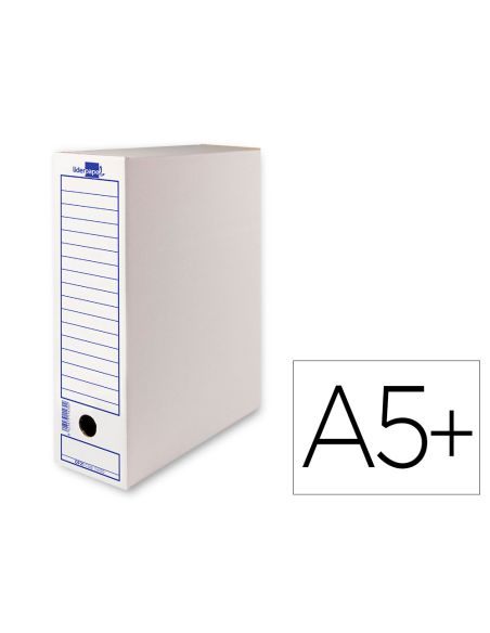 Caja Archivo Definitivo Liderpapel 103 Cuarto Carton Reciclado 325G/M2 Lomo 105 Mm Blanco 278X105X213 Mm