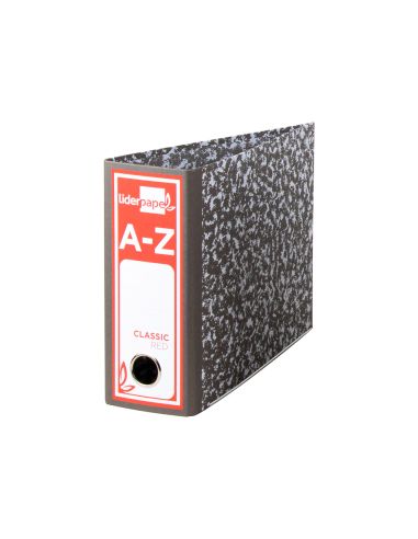 Archivador De Palanca Liderpapel Cuarto Apaisado Classic Red Sin Rado Lomo 80Mm Gris Compresor Metalico