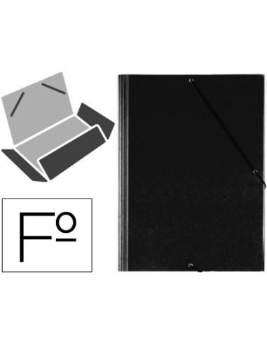Carpeta Saro Gomas Tres Solapas Plastico Folio Color Negro