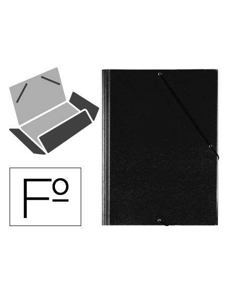 Carpeta Saro Gomas Tres Solapas Plastico Folio Color Negro
