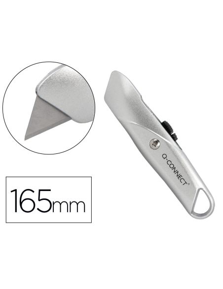 Cuter Q-Connect Metalico Ancho Retractil Con Mecanismo De Bloqueo Cuchilla 18 Mm Xd-53 Blister 1 Unidad