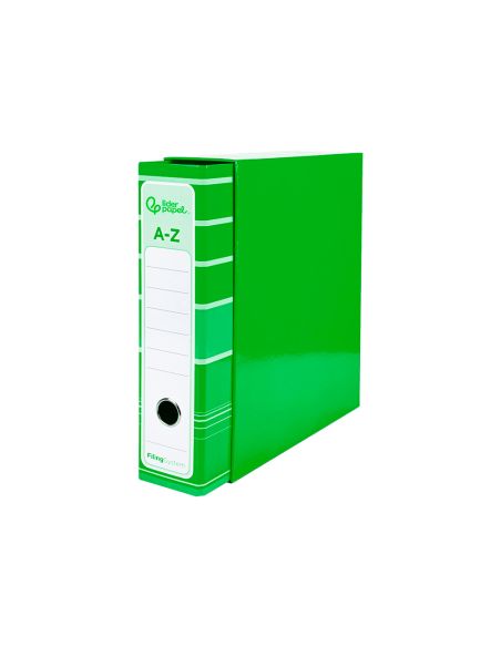 Archivador De Palanca Liderpapel A4 Filing System Forrado Sin Rado Lomo 80Mm Verde Con Caja Y Compresor Metalico