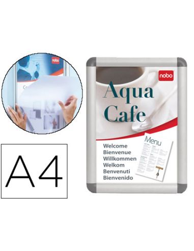 Marco Porta Anuncios Nobo Clipdown Din A4 Marco De Aluminio Con Cantoneras 24,8X37X1,7 Cm