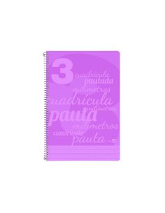 Cuaderno Espiral Liderpapel Folio Pautaguia Tapa Plastico 80H 75Gr Cuadro Pautado 3Mm Con Margen Color Violeta 2