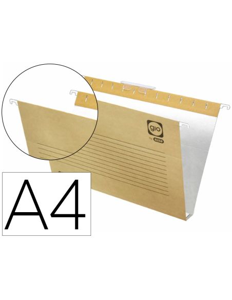 Carpeta Colgante Gio Din A4 Visor Superior Corto Cristal Kraft Bicolor Eco Lomo 30 Mm