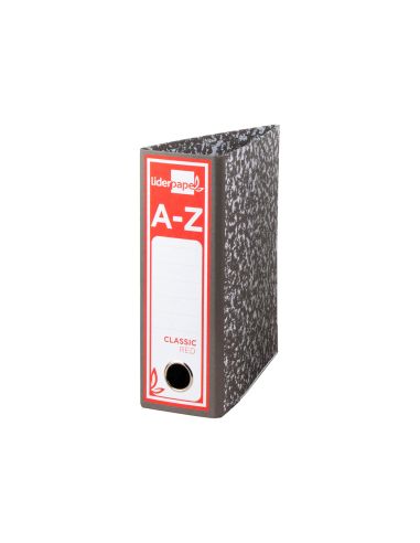 Archivador De Palanca Liderpapel Cuarto Classic Red Carton Entrecolado Sin Rado Lomo 80Mm Gris Compresor Metalic