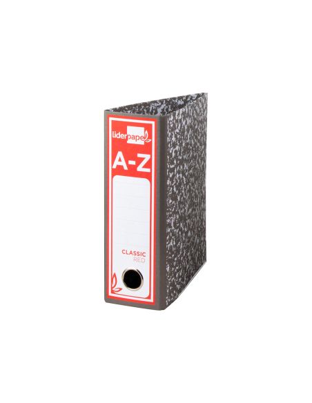Archivador De Palanca Liderpapel Cuarto Classic Red Carton Entrecolado Sin Rado Lomo 80Mm Gris Compresor Metalic