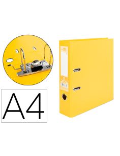 Archivador De Palanca Liderpapel A4 Documenta Forrado Pvc Con Rado Lomo 75Mm Amarillo Compresor Metalico