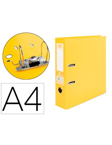 Archivador De Palanca Liderpapel A4 Documenta Forrado Pvc Con Rado Lomo 75Mm Amarillo Compresor Metalico