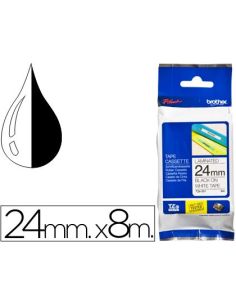 Cinta Brother Tze-251 Blanco-Negro 24Mm Longitud 8 Mt