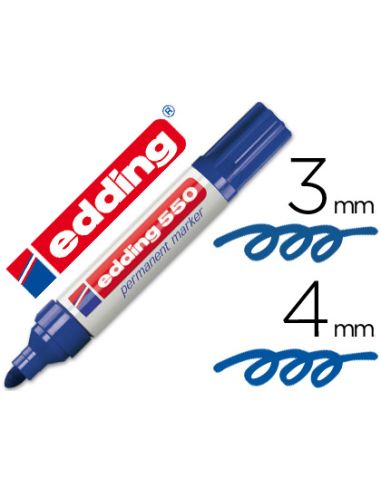 Rotulador Edding Punta Fibra Permanente 550 Azul N.3 Punta Redonda Recargable