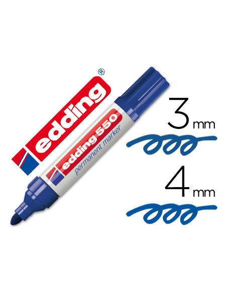 Rotulador Edding Punta Fibra Permanente 550 Azul N.3 Punta Redonda Recargable