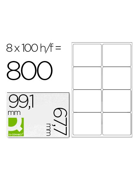 Etiqueta Adhesiva Q-Connect Kf01588 Tamaño 99,1X67,7 Mm Fotocopiadora Laser Ink-Jet Caja Con 100 Hojas Din A4