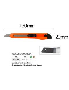 Cuter Q-Connect Plastico Estrecho Cuchilla 9 Mm Xd-05 Con Clip Blister 1 Unidad 2