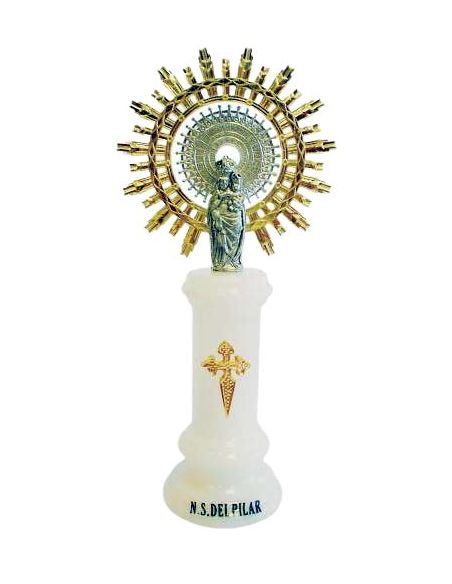 Virgen Del Pilar Alabastro Blanca Corona 2 13,5Cm
