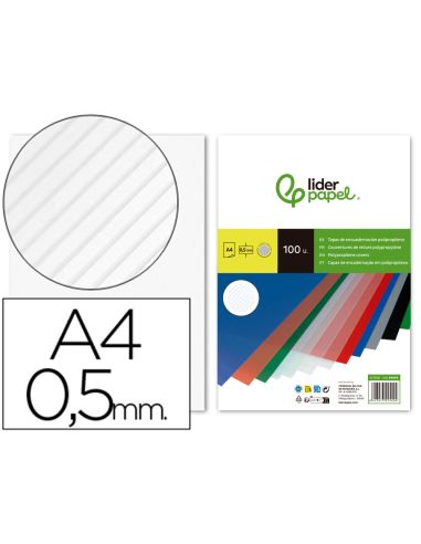 Tapa Encuadernacion Liderpapel Polipropileno Rayado A4 0.5Mm Transparente Paquete De 100 Unidades